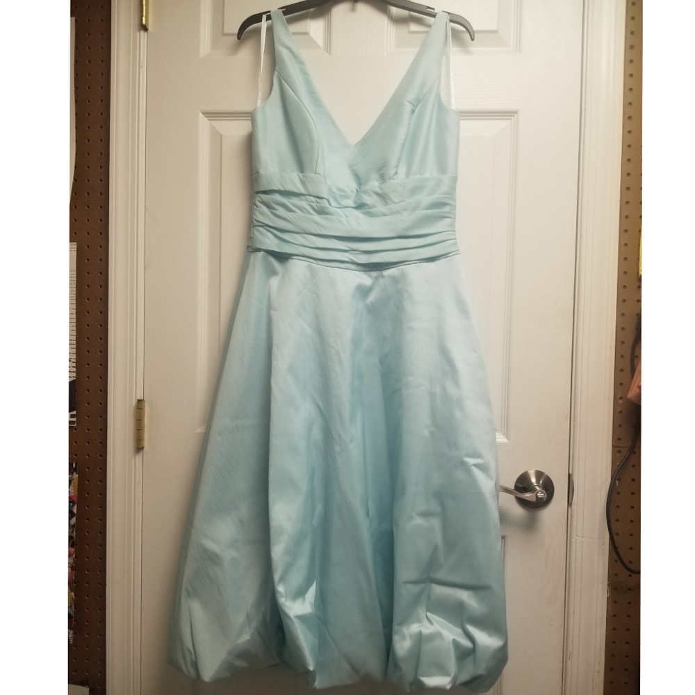 B2 Jasmine Crystal Blue Double V-neck Prom Formal Retro Style Bubble Dress